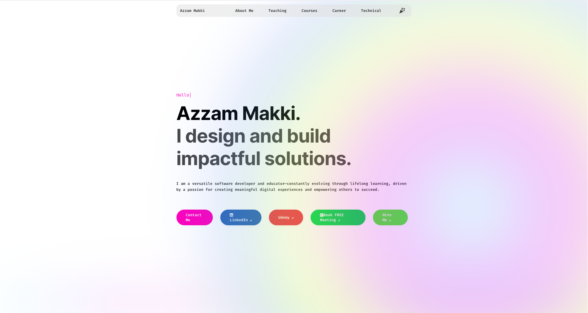 Portfolio website layout concept